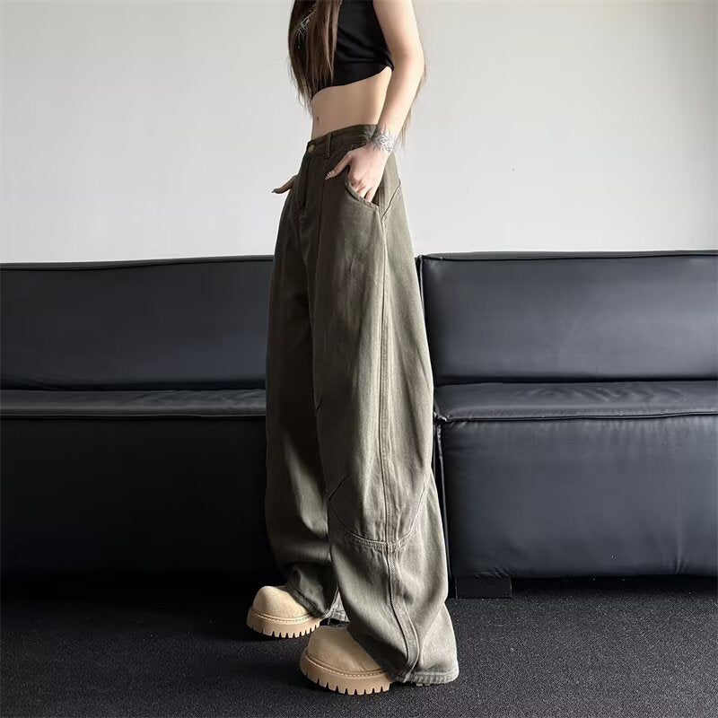 Retro Silhouette Design Curved Knife Jeans