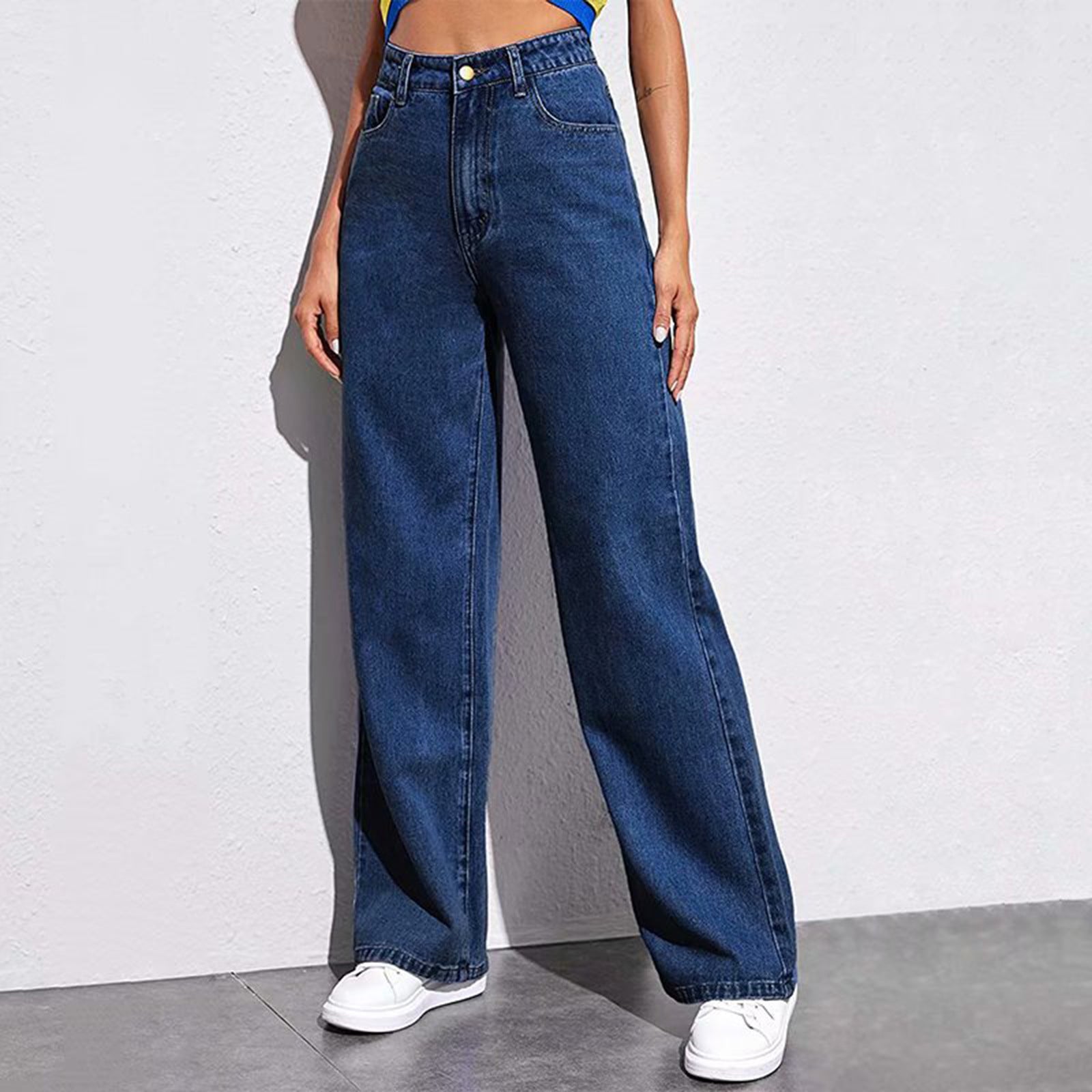 Women's High Waisted Wide Leg Jeans - Loose Straight Leg Pants