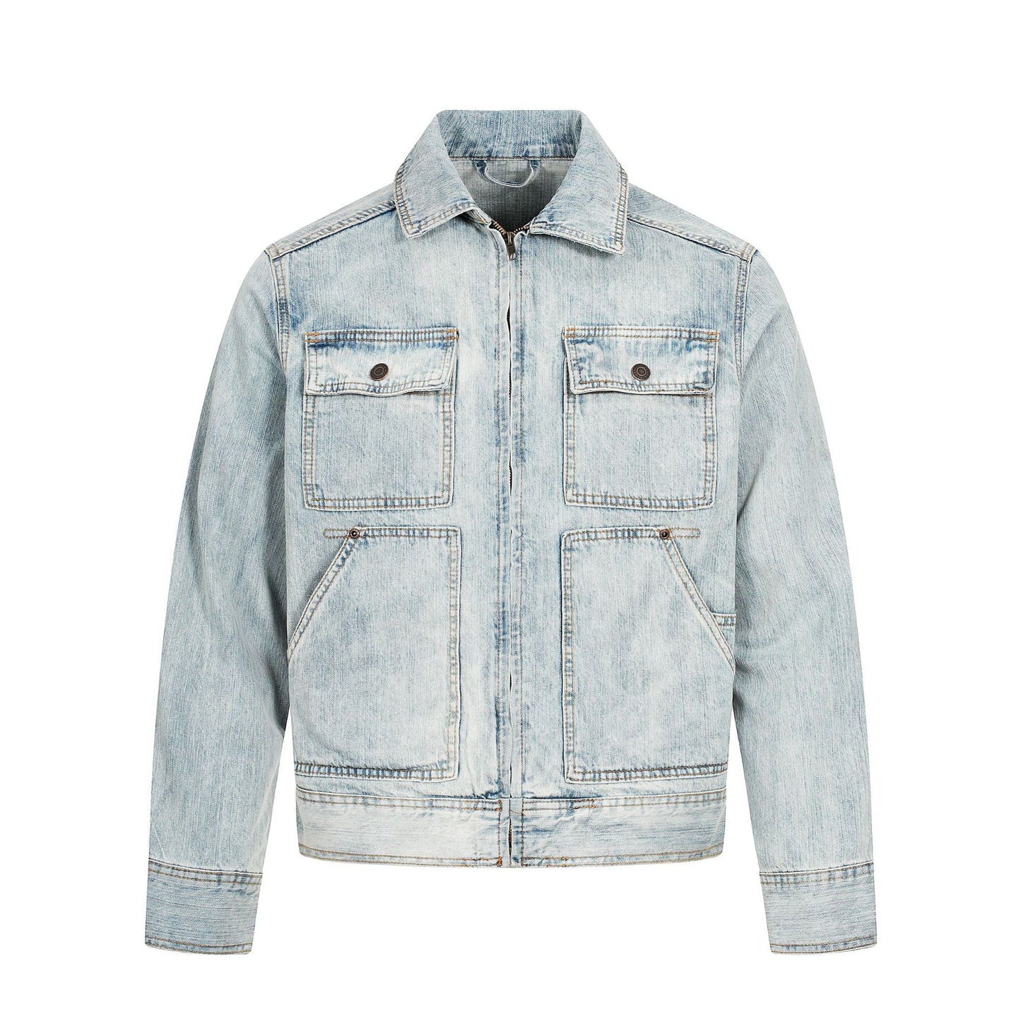 Retro Washed Denim Workwear Jacket