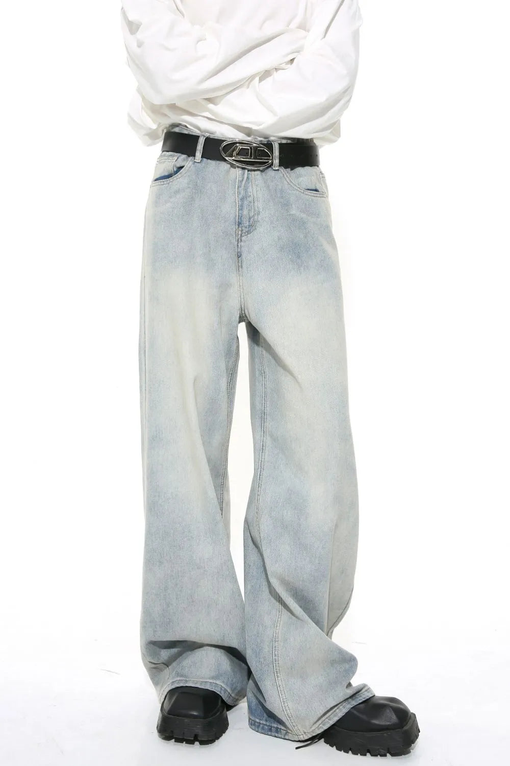 Premium Washed Straight Leg Jeans