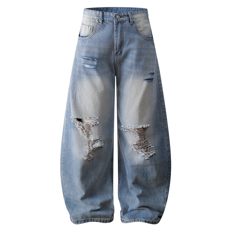 Clean Fit Slub Washed Denim Pants for Men and Women with Flared Design Sense