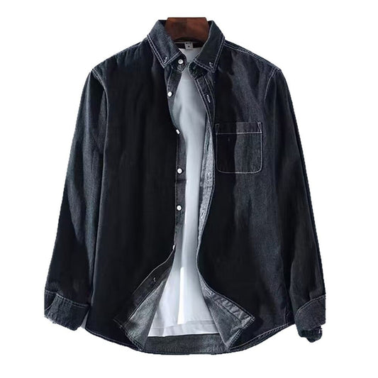 Men's Long Sleeve Denim Shirt Jacket for Spring and Autumn