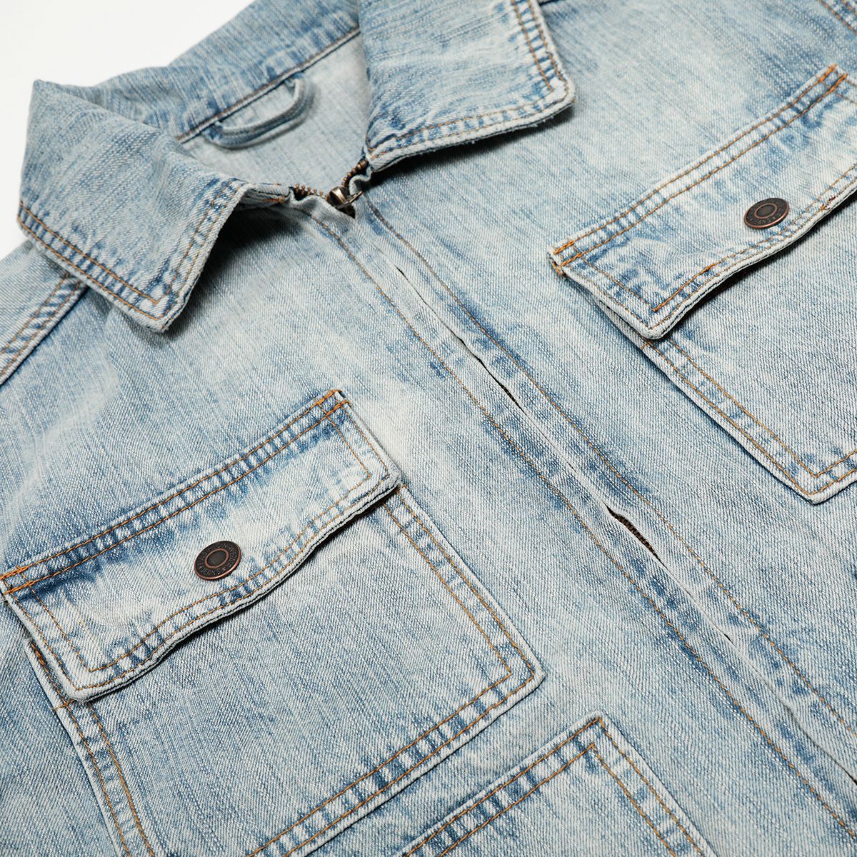 Retro Washed Denim Workwear Jacket