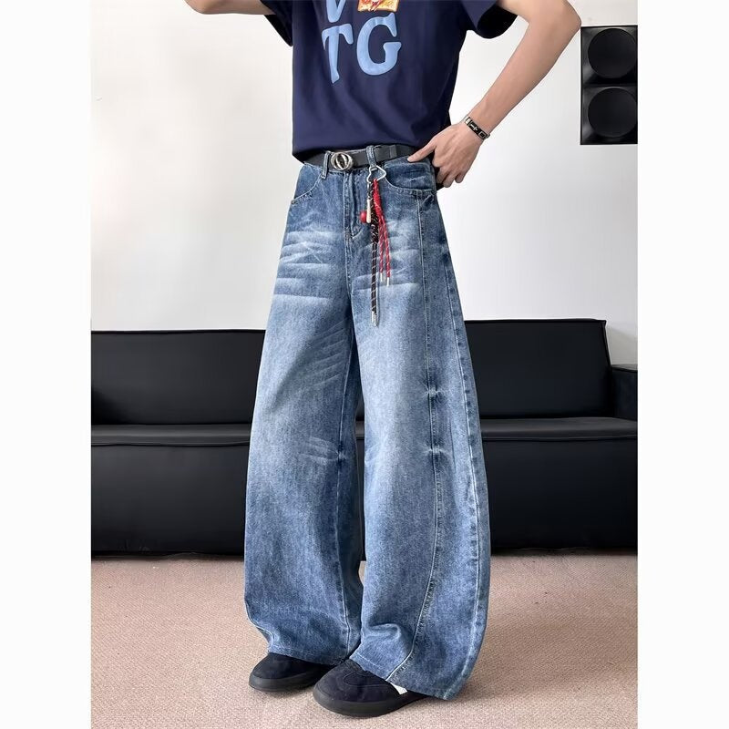 Washed Curved Knife Jeans for Versatile Summer Casual Wear