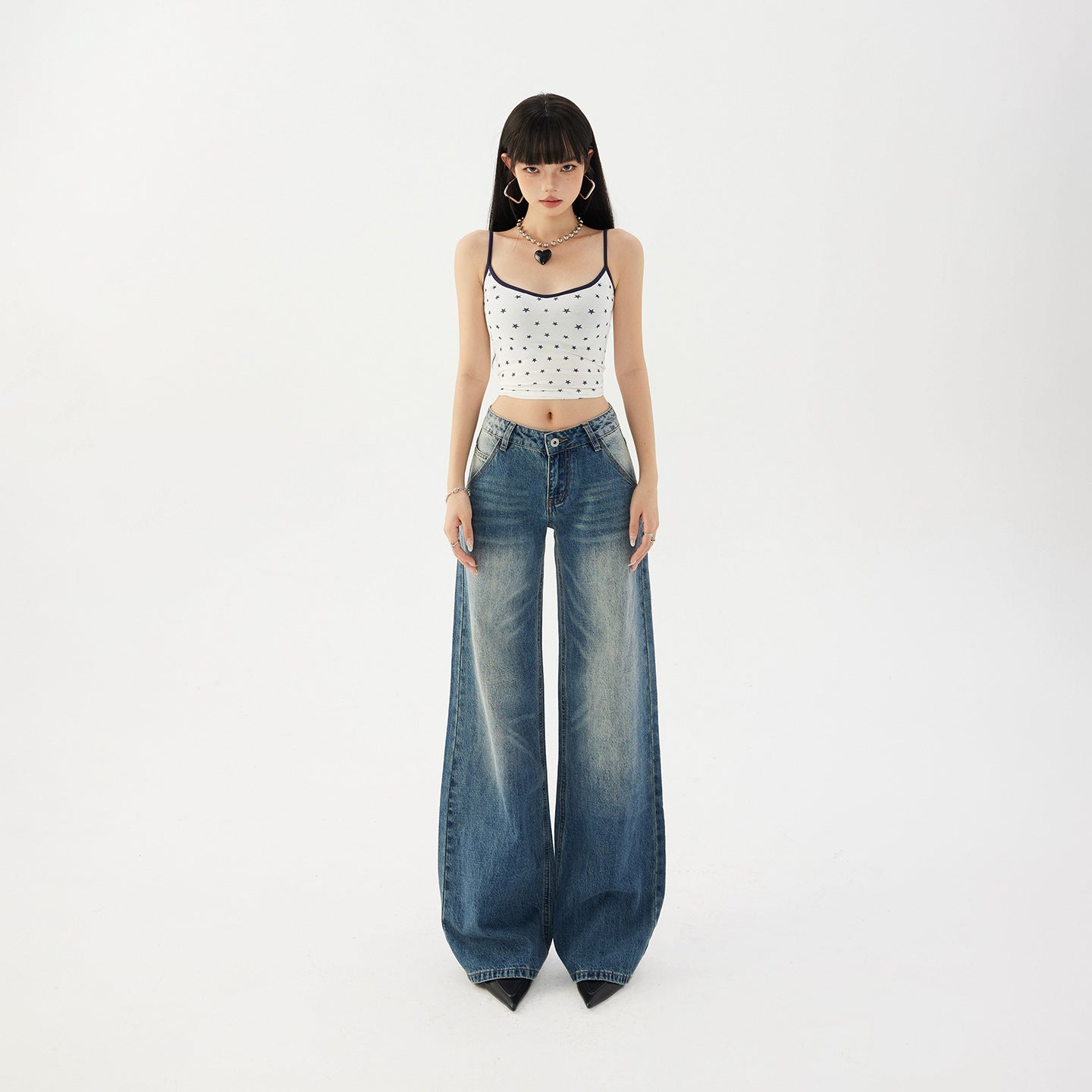 Low Waist High Rise Loose Denim Pants for Women - Slimming Flare Trousers