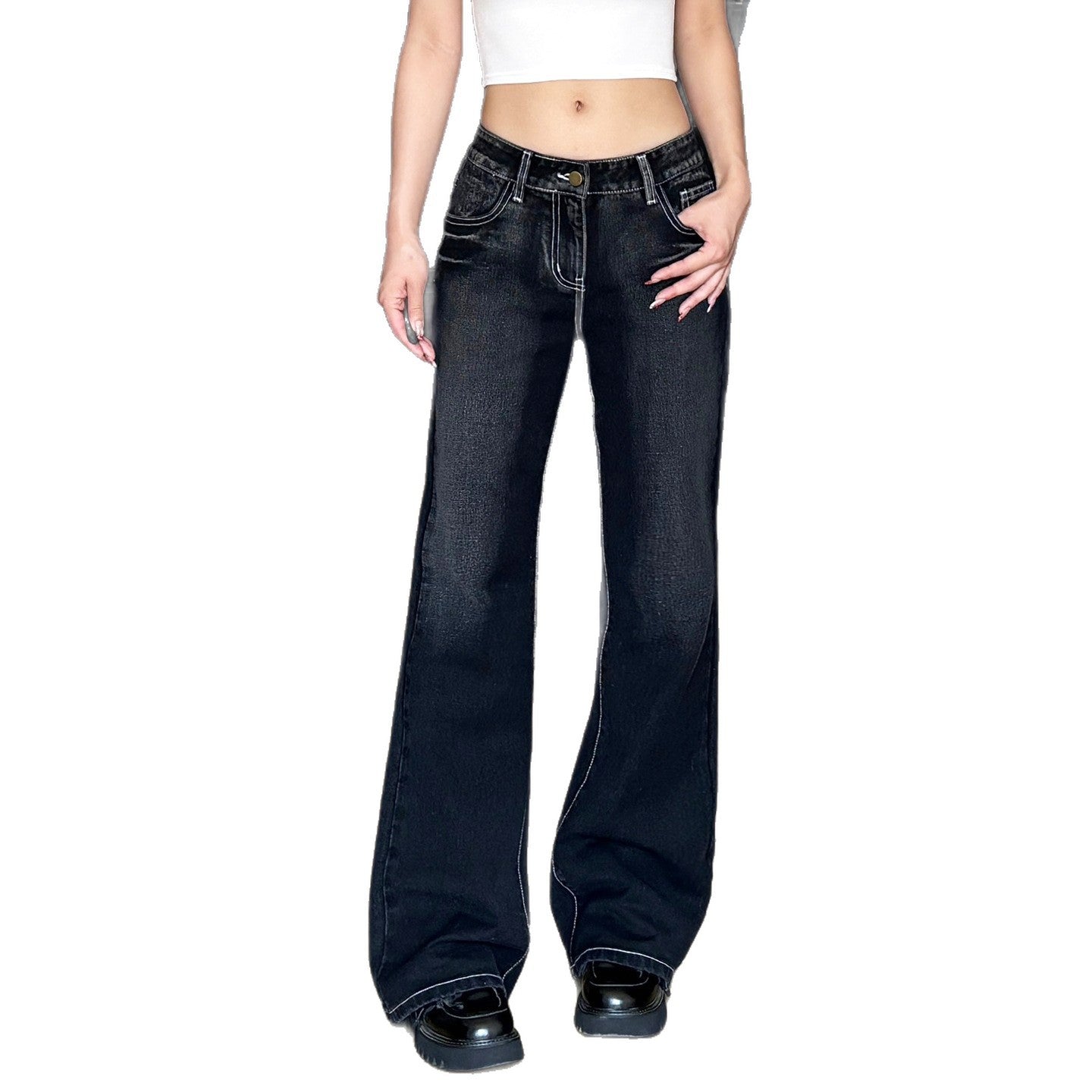 Vintage Washed Spicy Girl Low Rise Jeans