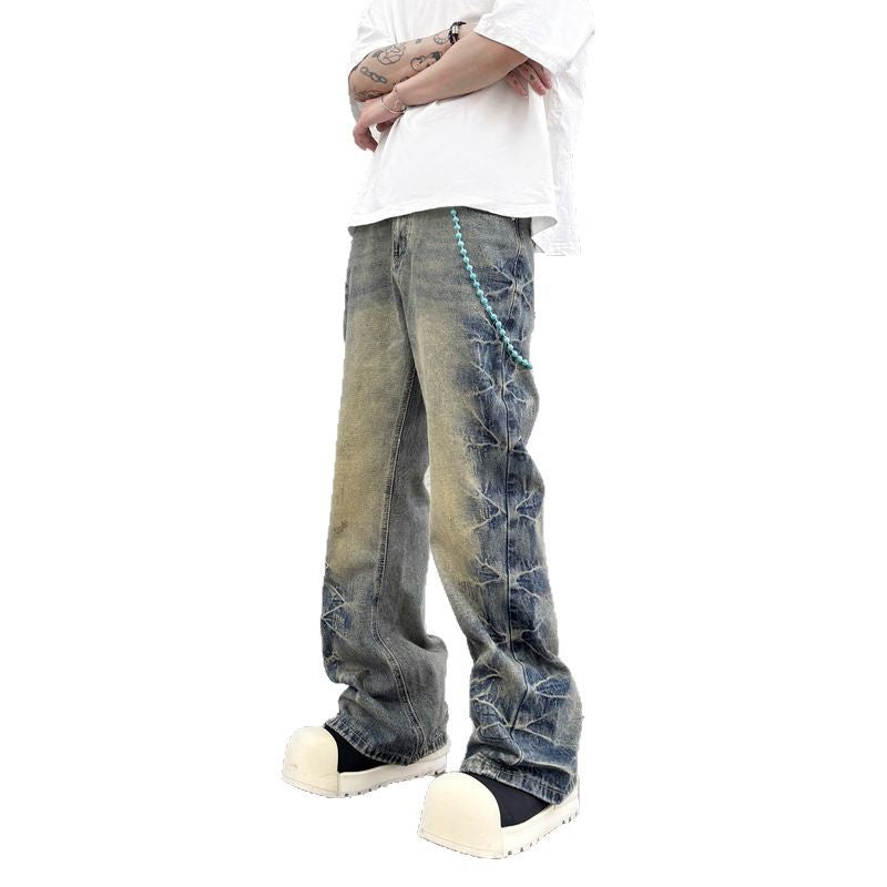 Straight Tube Micro Flared Casual Denim Pants for Men