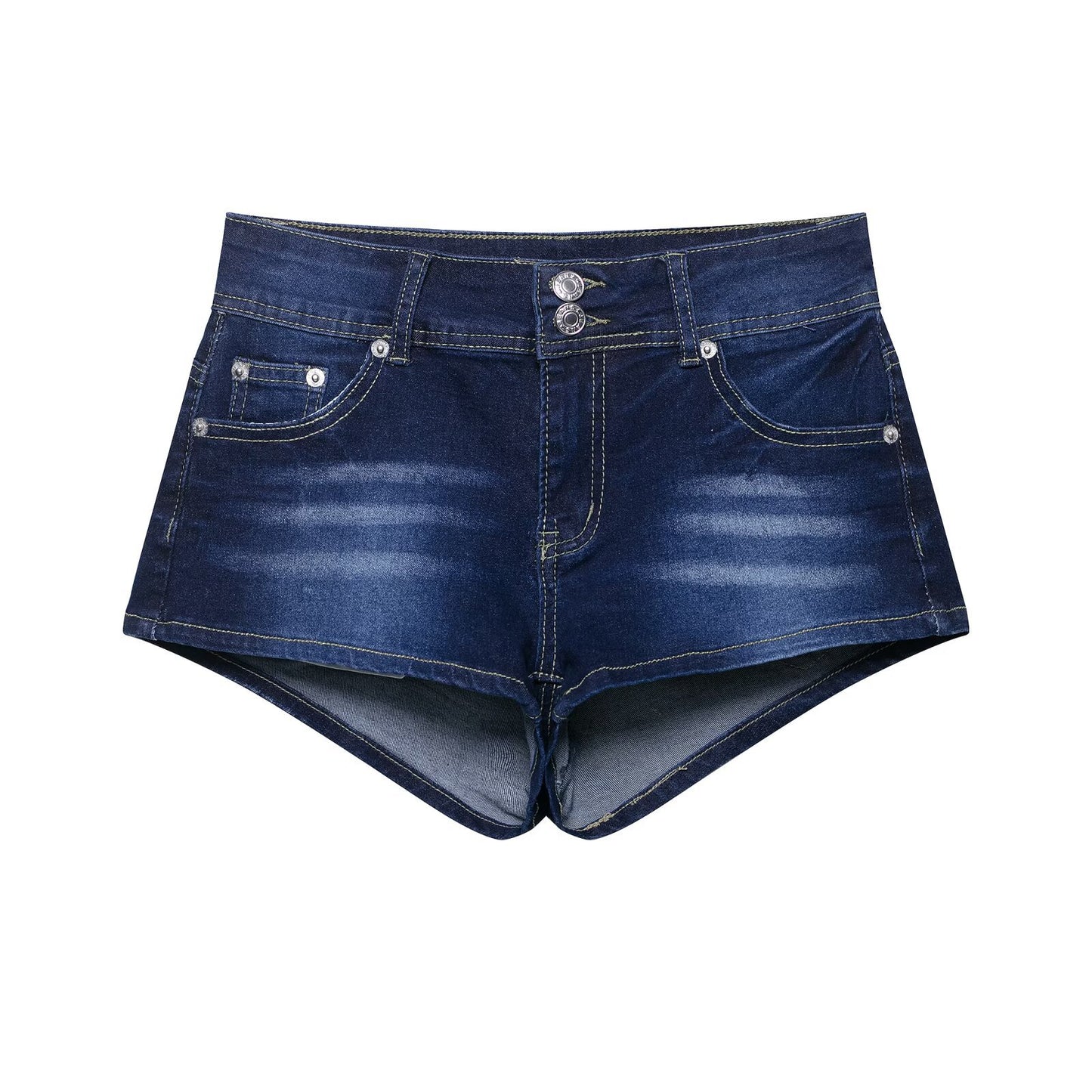 Casual Low-Waisted Buckle Denim Shorts for Women