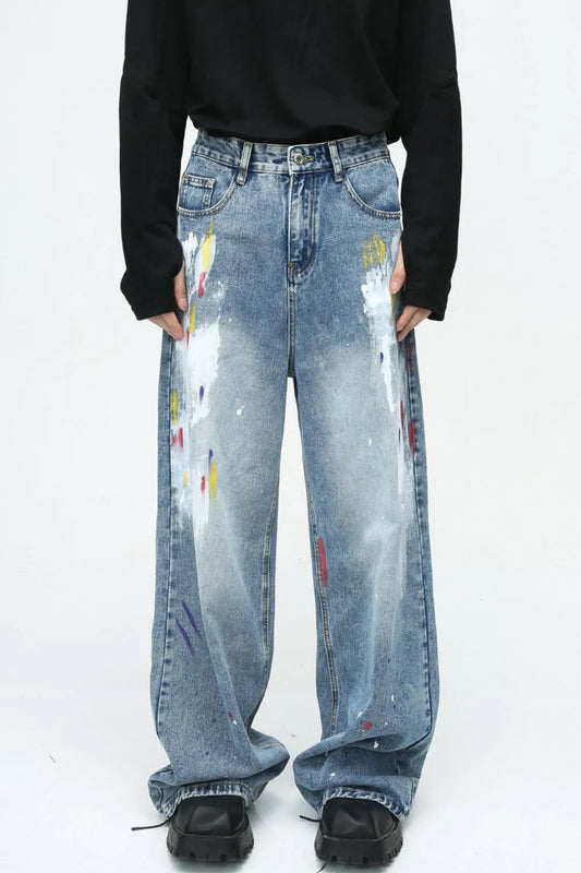 Premium Painting Jeans with Pockets - Japanese Denim