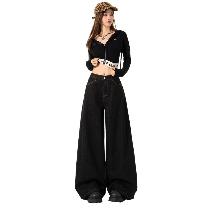 Women's Loose Fit Wide-Leg Denim Trousers