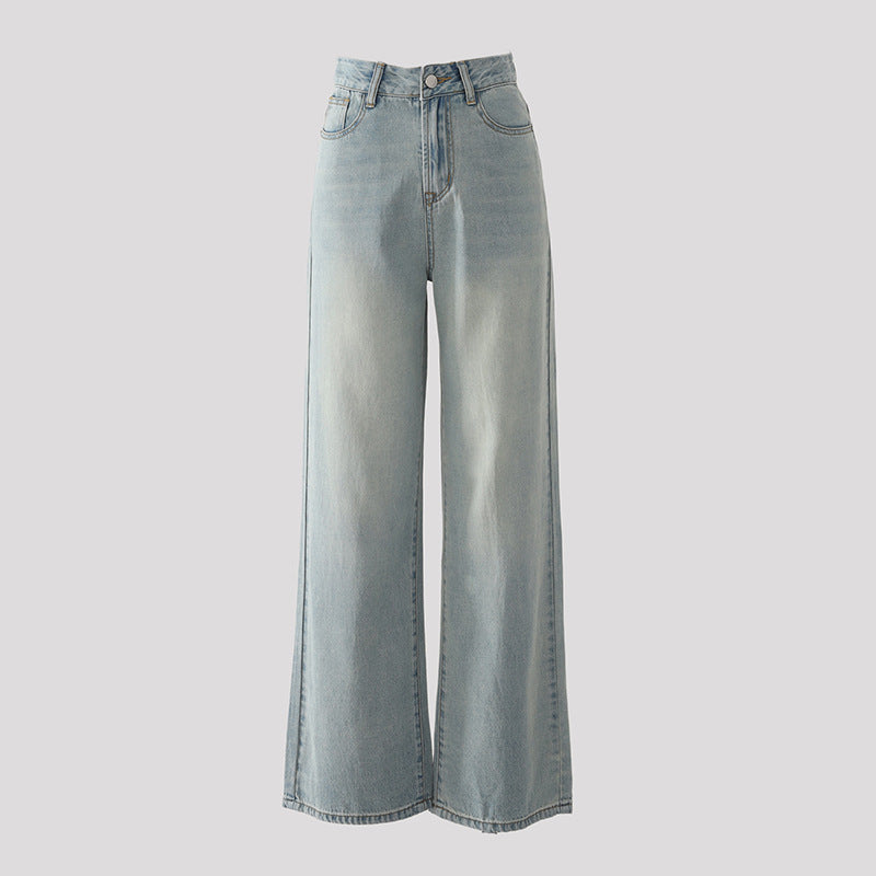Women's Light Blue High Waist Wide-Leg Jeans – Versatile Summer Pants