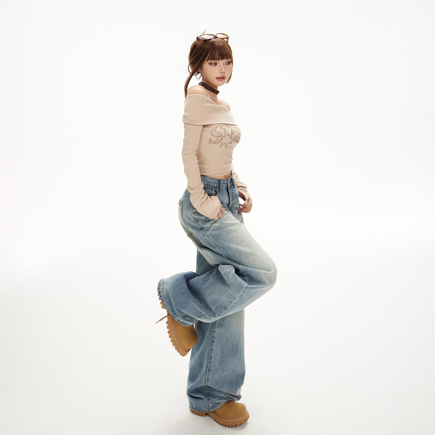 Women's Wide-Leg Jeans - Slimming Loose Straight Tube Pants