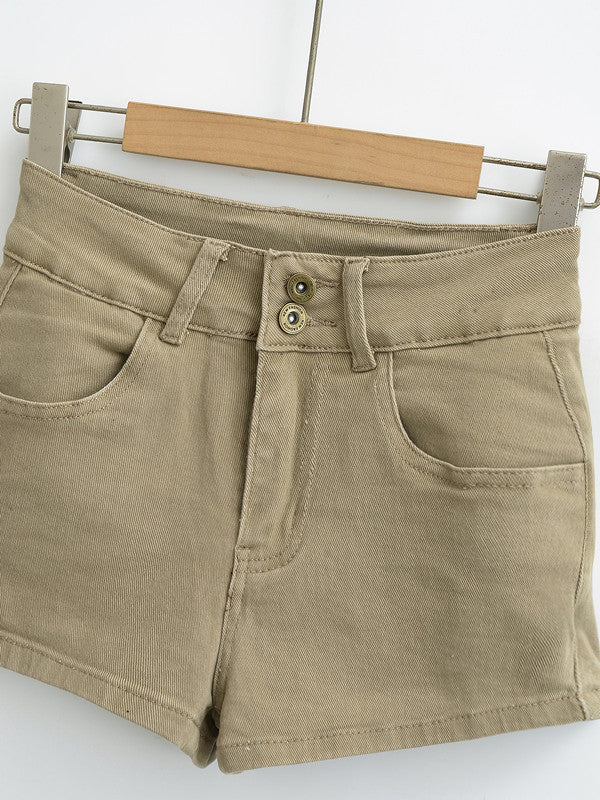Low Waist Belly Button Revealing Two-Button Booty Enhancing Denim Shorts