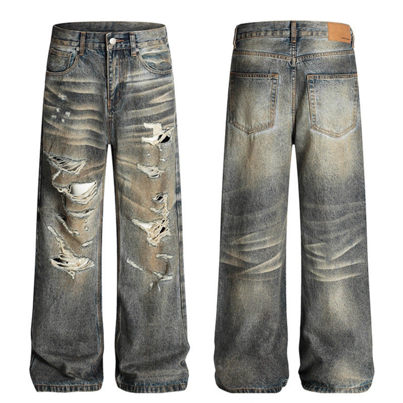 Knife Cut Hole Micro Flared Jeans - Premium Japanese Denim