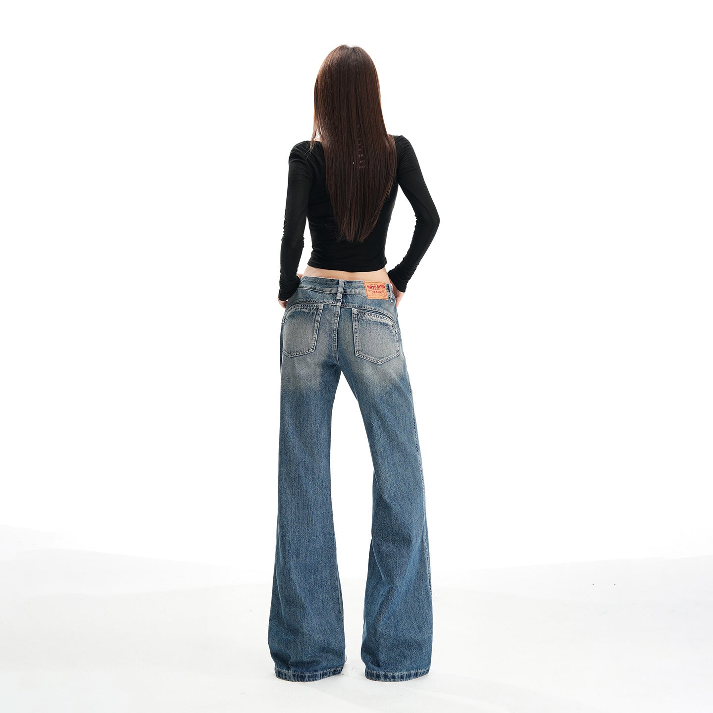 Women's Blue Flared Jeans - Autumn Heavy Wash, Hip-Lifting, Non-Clinging