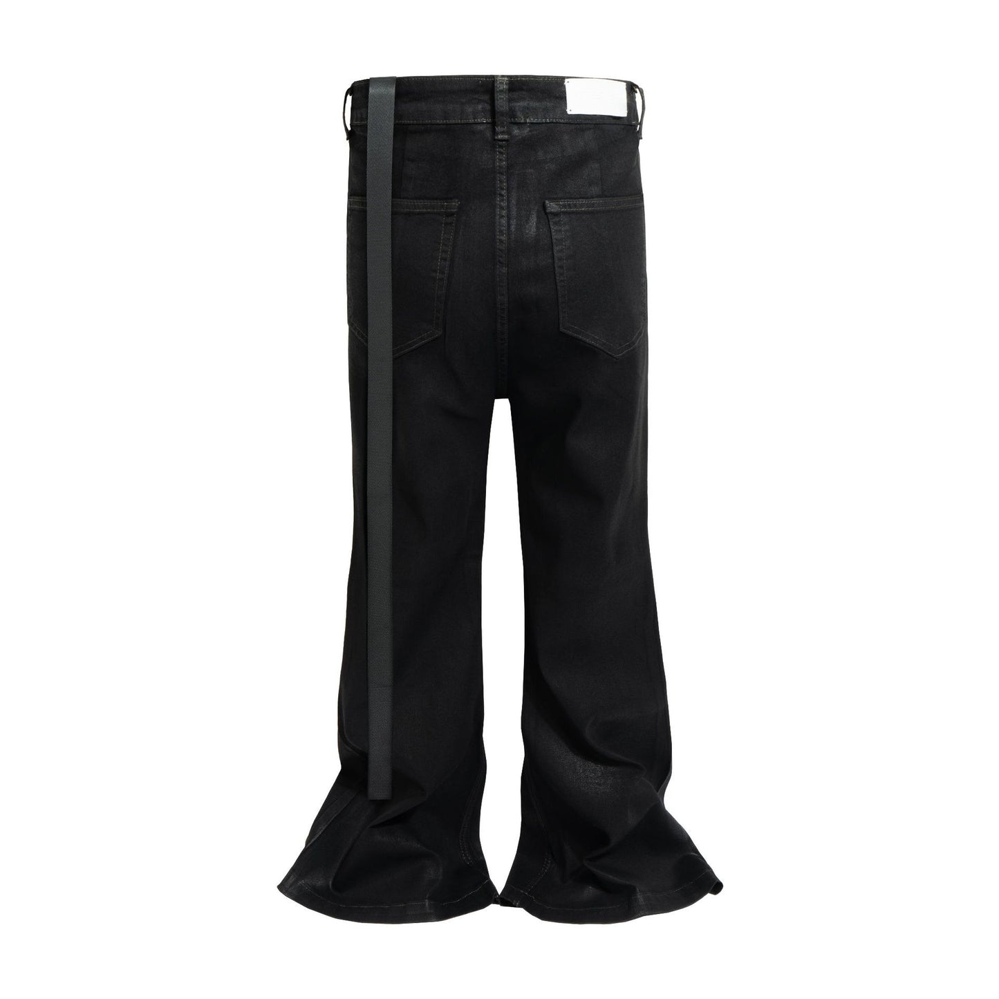 Coated Water Washed Design Denim Micro Pull Floor Pants