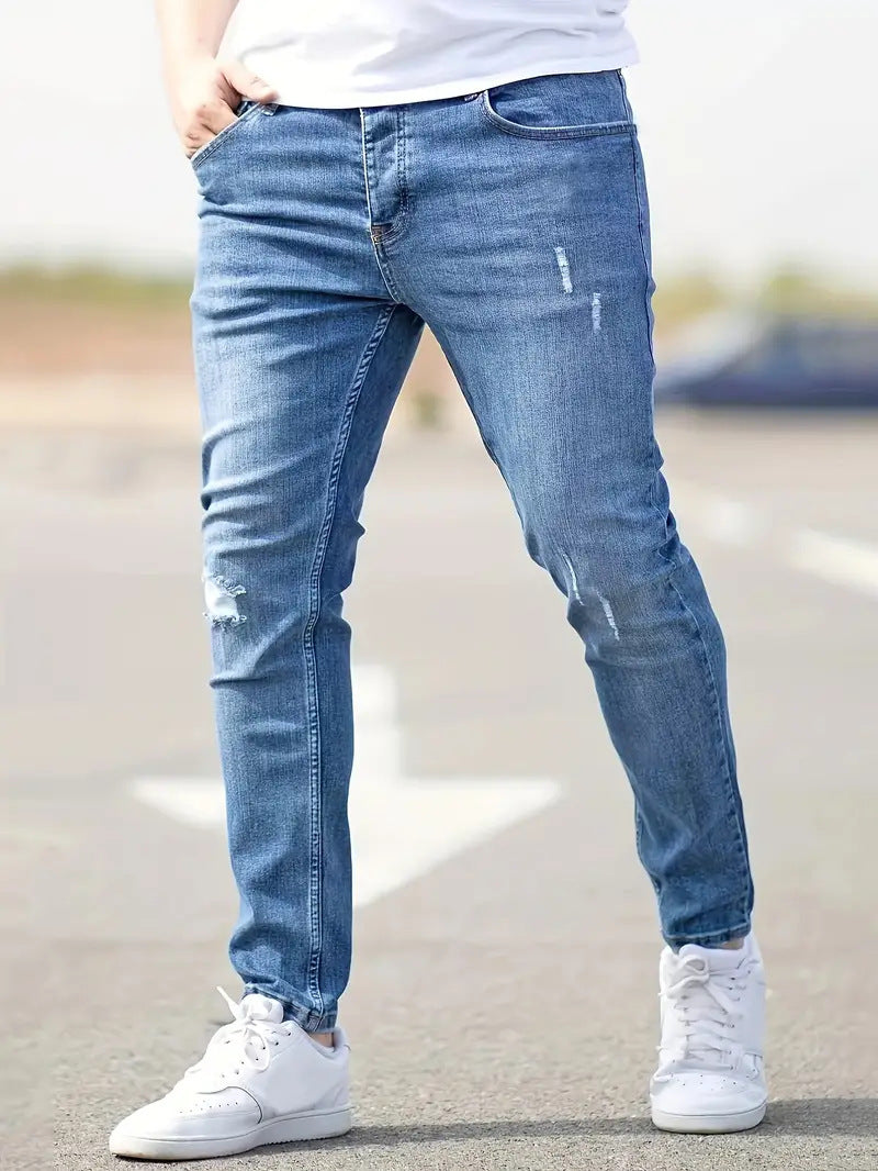 Men's American Style Elastic Skinny Jeans - Tight Fit Denim Pants
