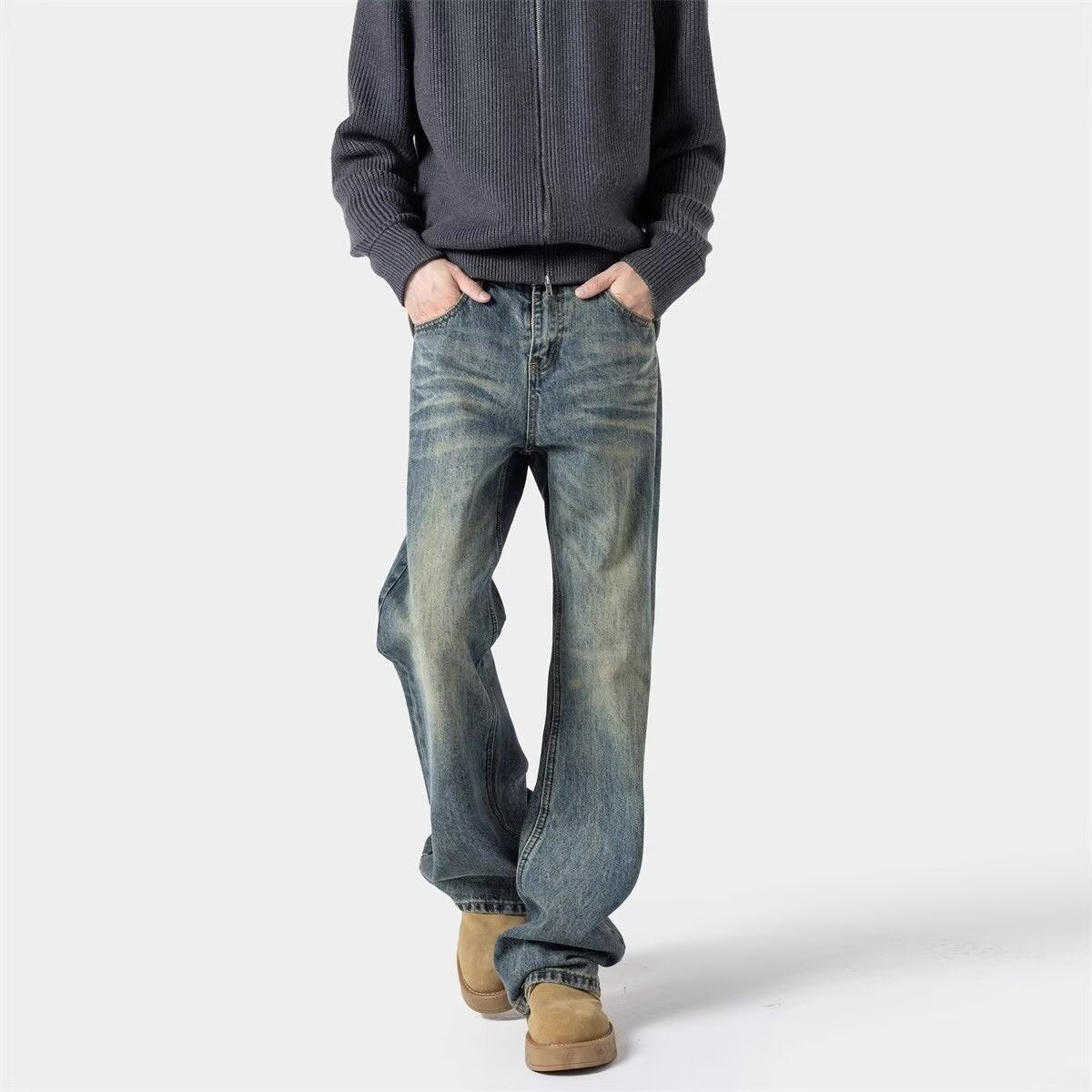 Retro Summer Straight Leg Wide Leg Flared Jeans for Boys