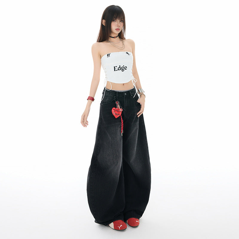 Trendy Women's Washed Tapered Denim Pants – Casual & Versatile