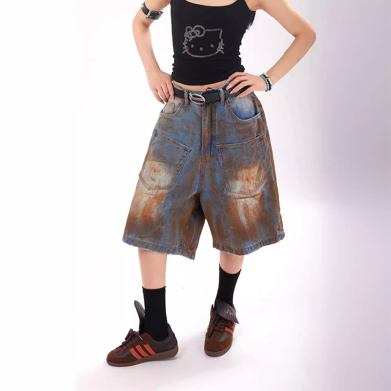 Old Dirty Dye Workwear Denim Shorts