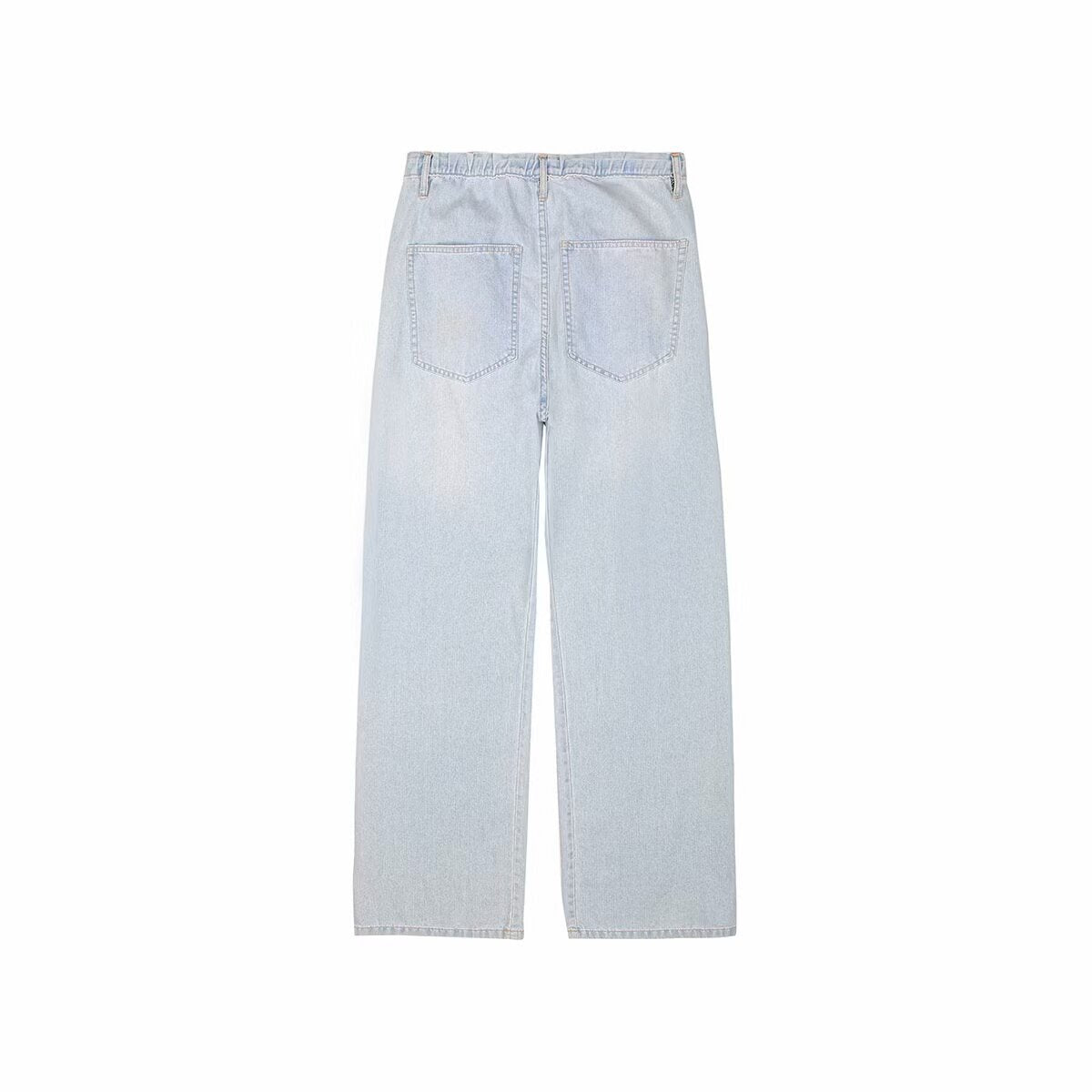 Women's Lace-Up Washed Wide Leg Long Jeans