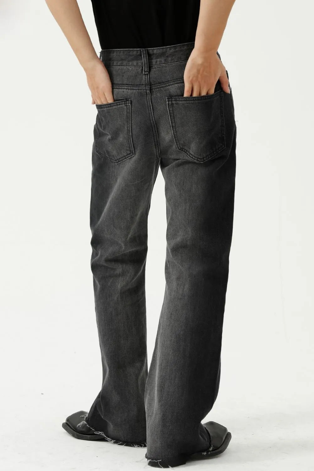 Frayed Hem Jeans with Pockets - Premium Japanese Denim