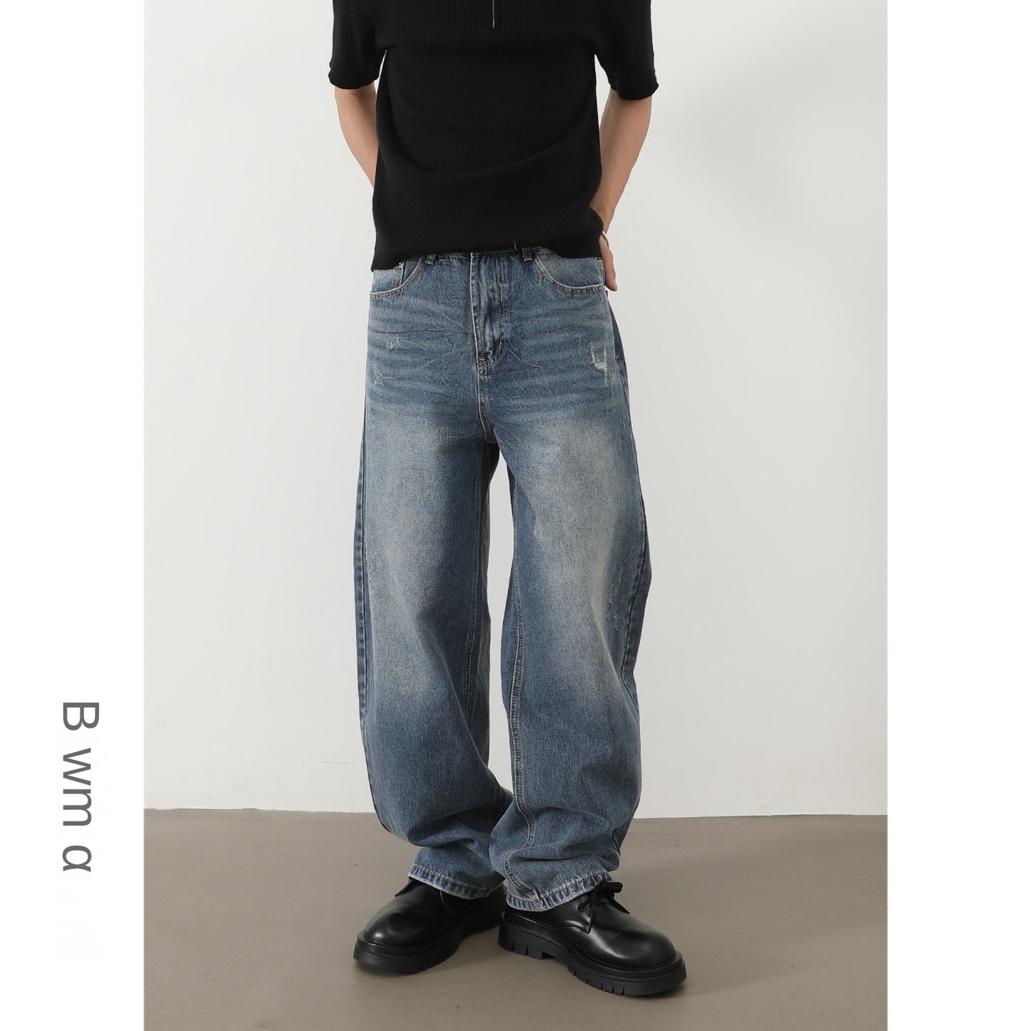 Men's Distressed Loose Fit Tapered Jeans - High Street Style