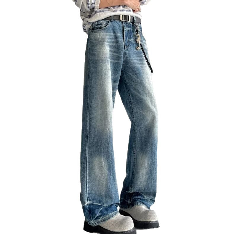 Washed Lightning Patterned Micro Flared Jeans