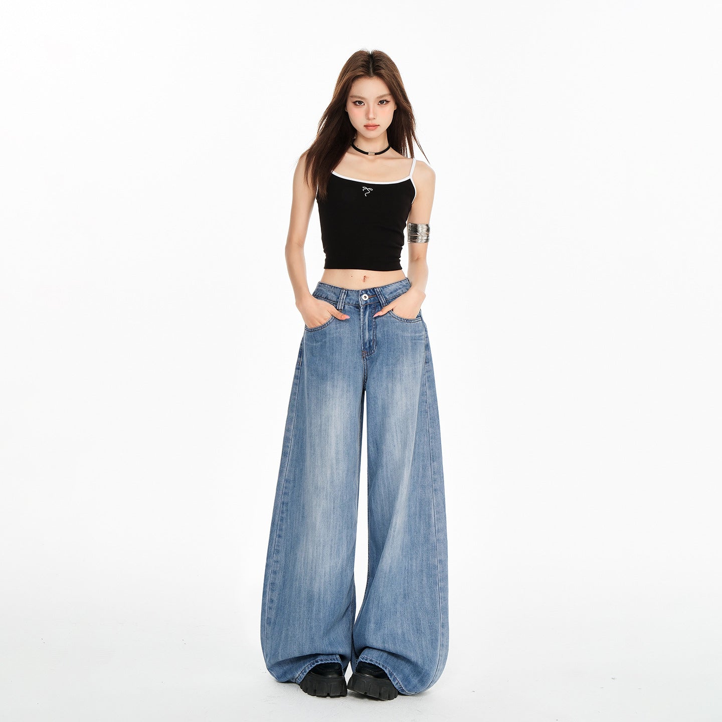 Women's High Waist Wide Leg Jeans - Thin Loose Design