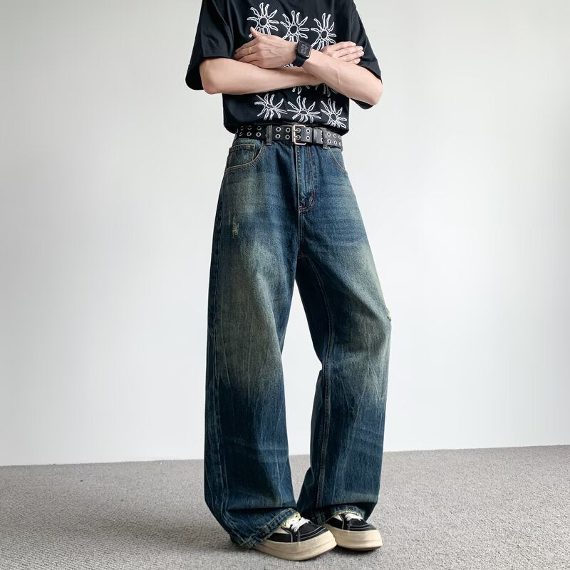 Retro Loose Casual Wide Leg Denim Pants