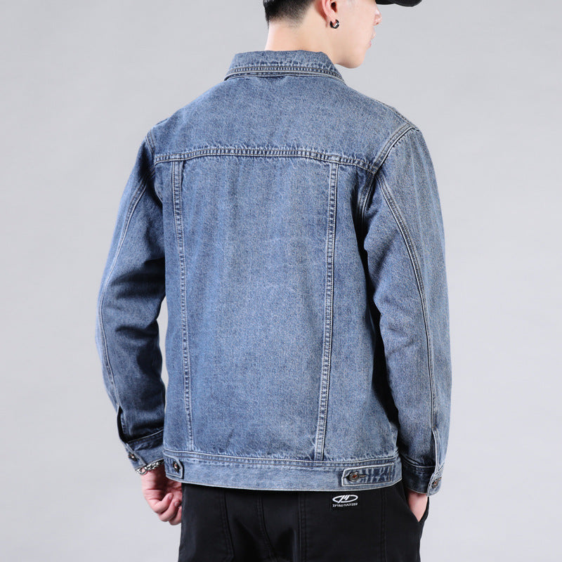 Men's Korean Solid Color Casual Denim Jacket - Couples Style