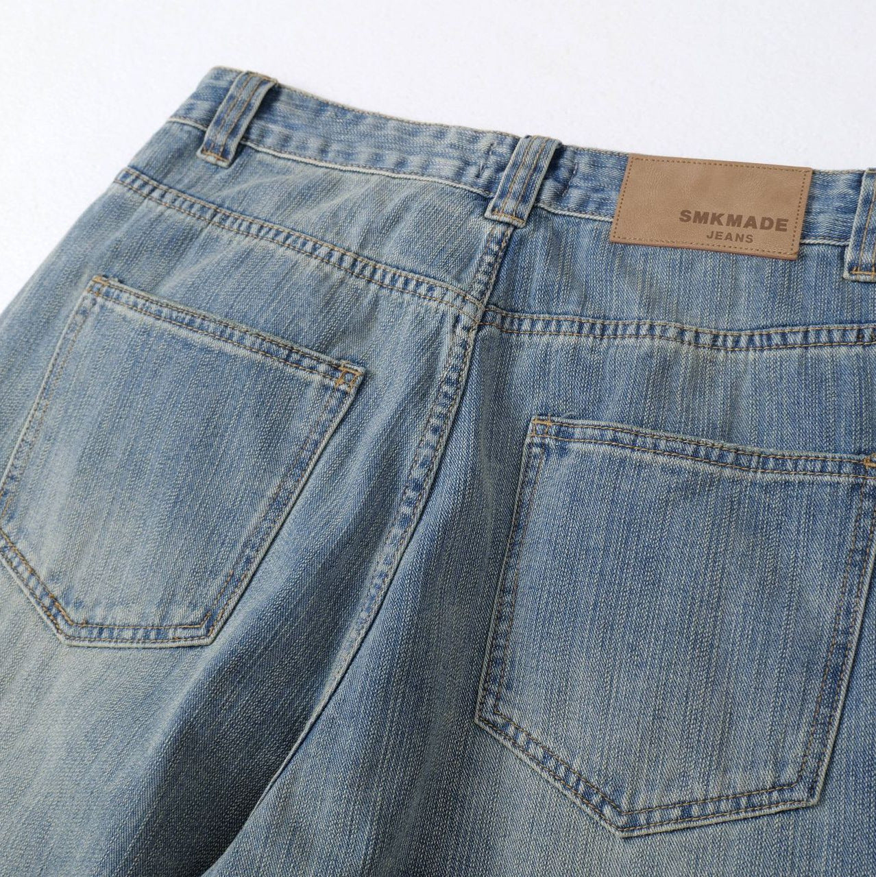 Street Style High-Street Unique Design Slub Denim Long Pants