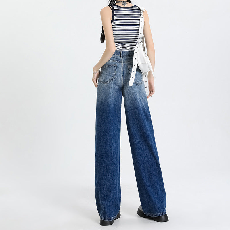 Women's High-Waisted Denim Pants - Versatile Straight Leg for Autumn