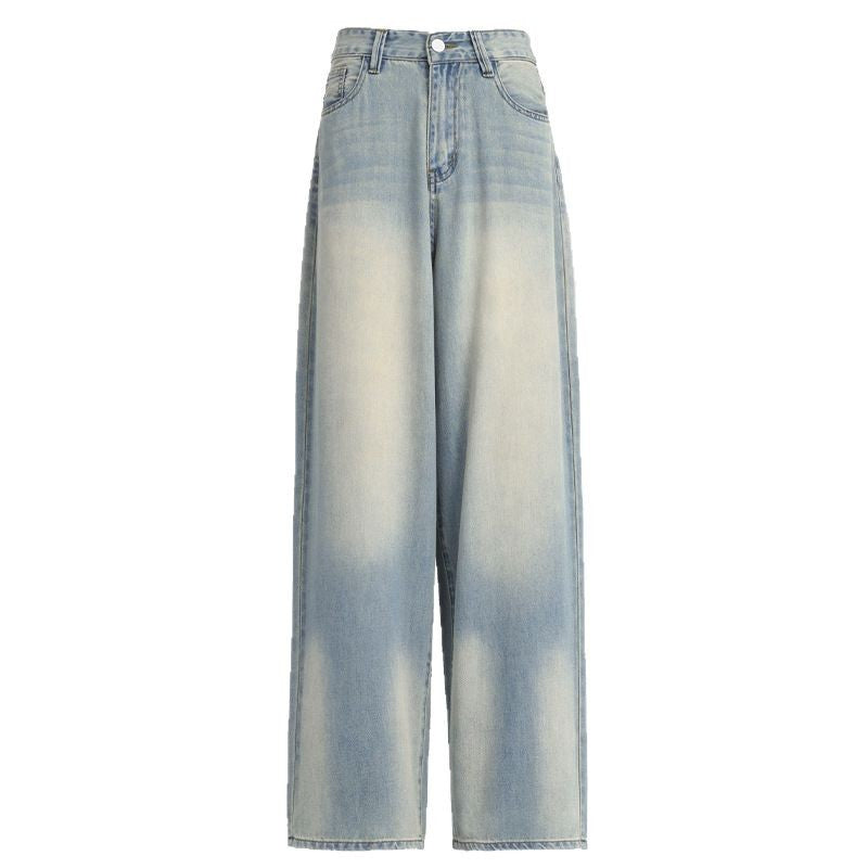 Tencel Wide-Leg Jeans for Women - Retro Vintage Loose Straight Denim Pants