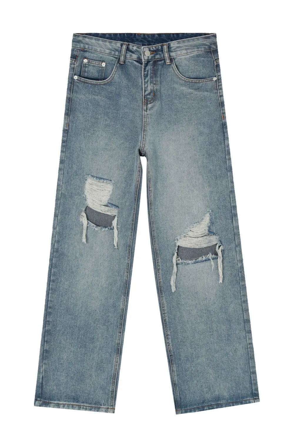 Distressed Wide Leg Jeans with Pockets – Premium Japanese Denim