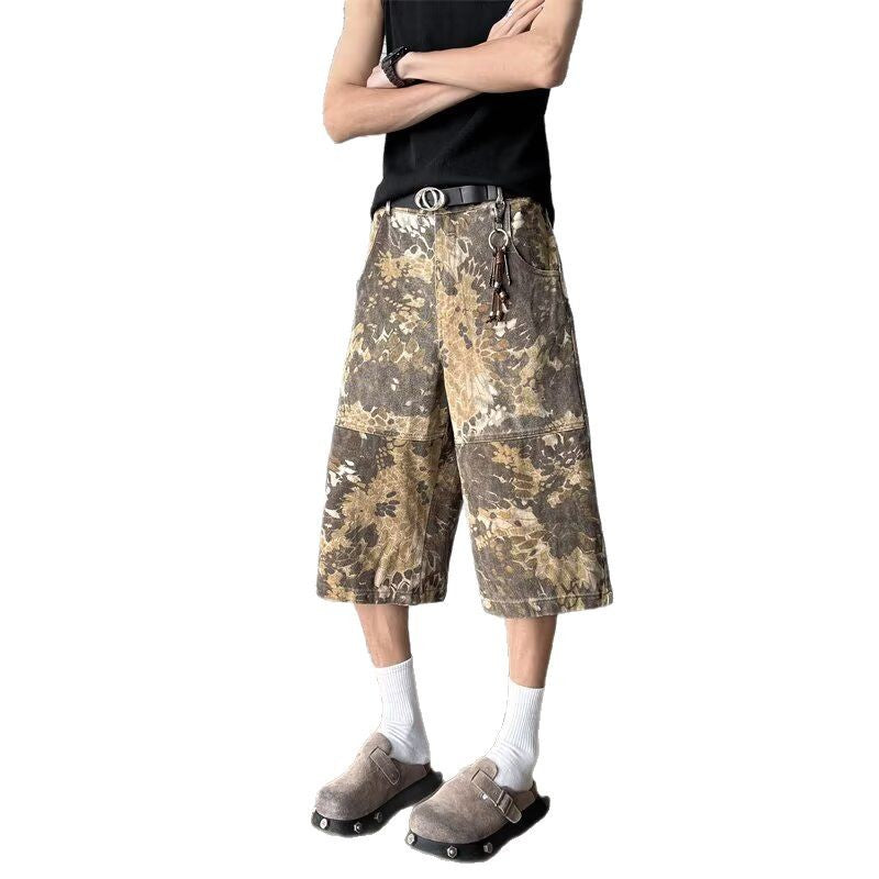 Casual Camouflage Denim Shorts for Men and Women