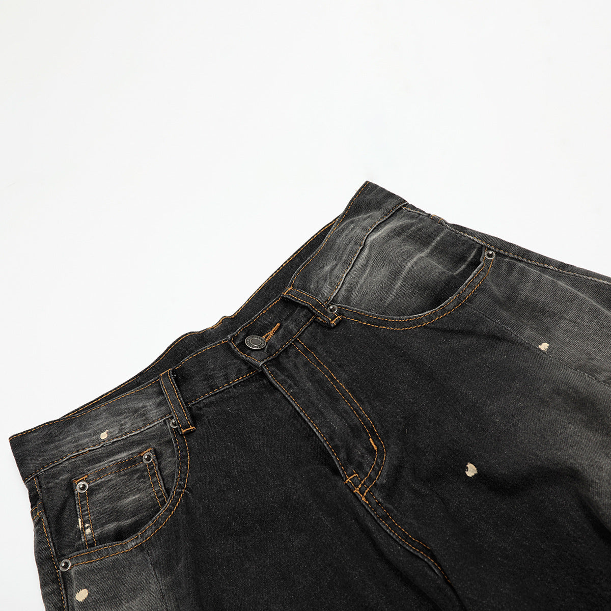 Wash and Stain Denim Loose Wide Leg Pants