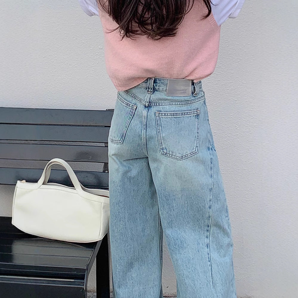 Light Blue Flare Jeans for Women - High Waist Slim Fit Trousers