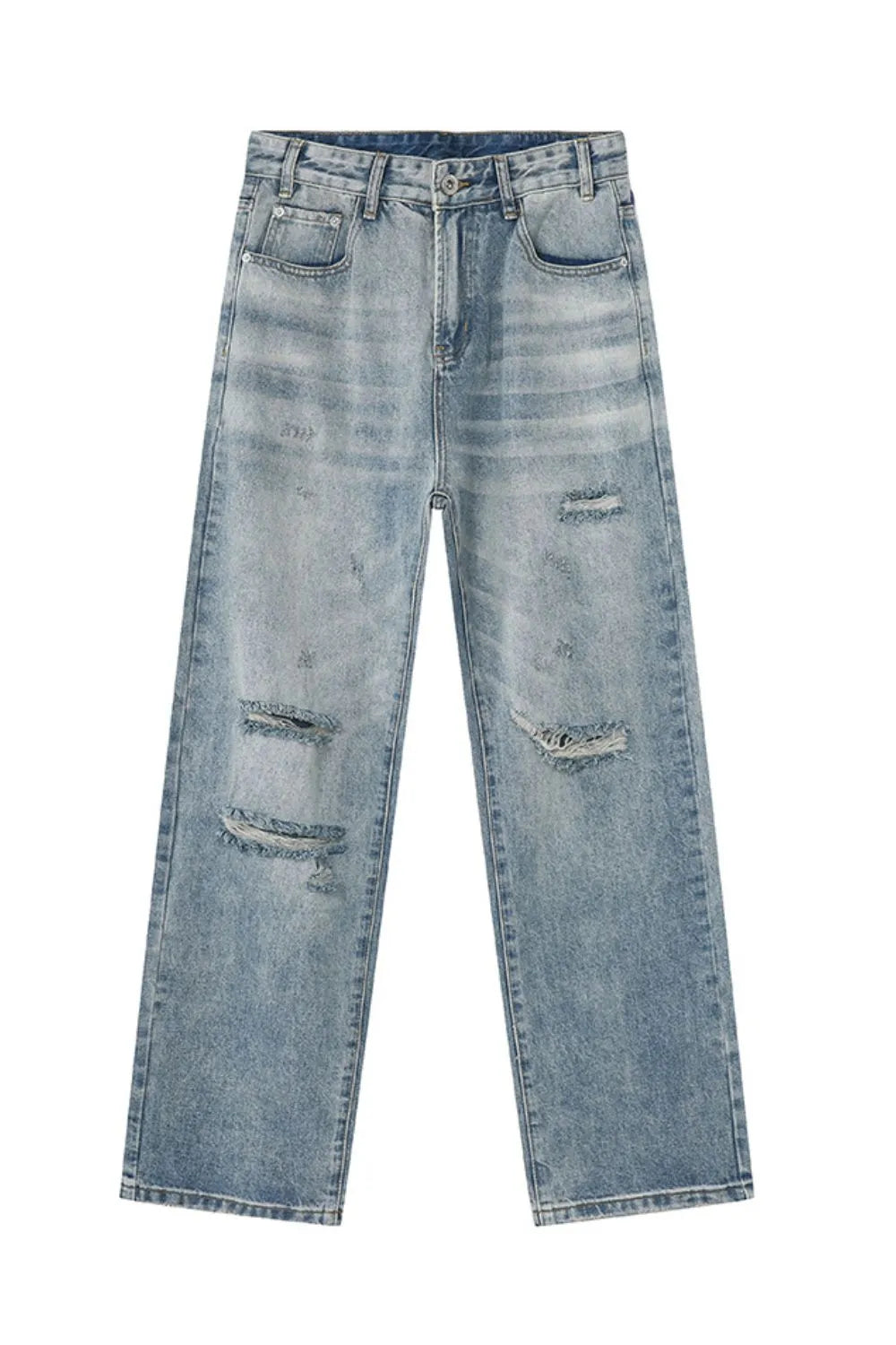 Distressed Wide Leg Jeans - Premium Japanese Denim