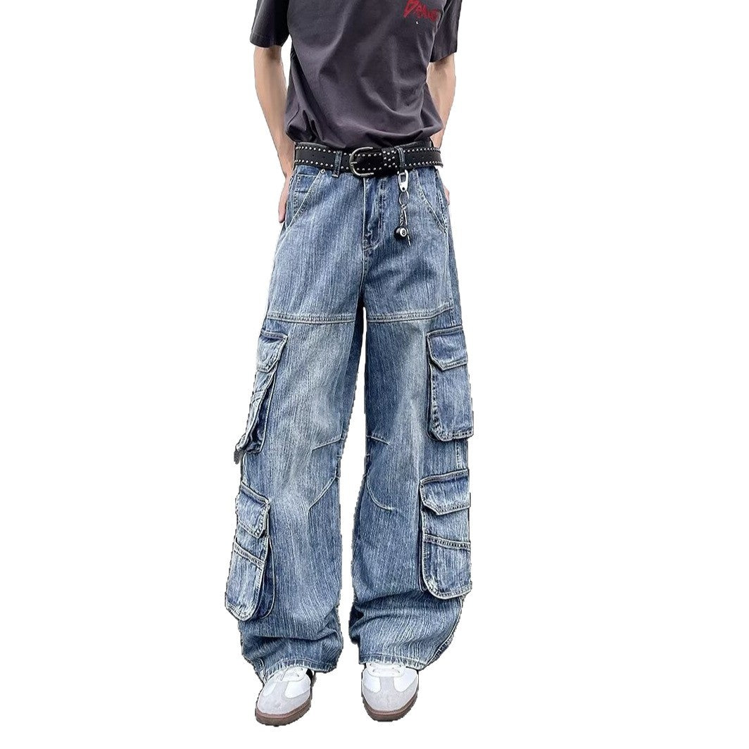 Design Sense Loose Fitting Slimming Wide Leg Pants in Light Blue