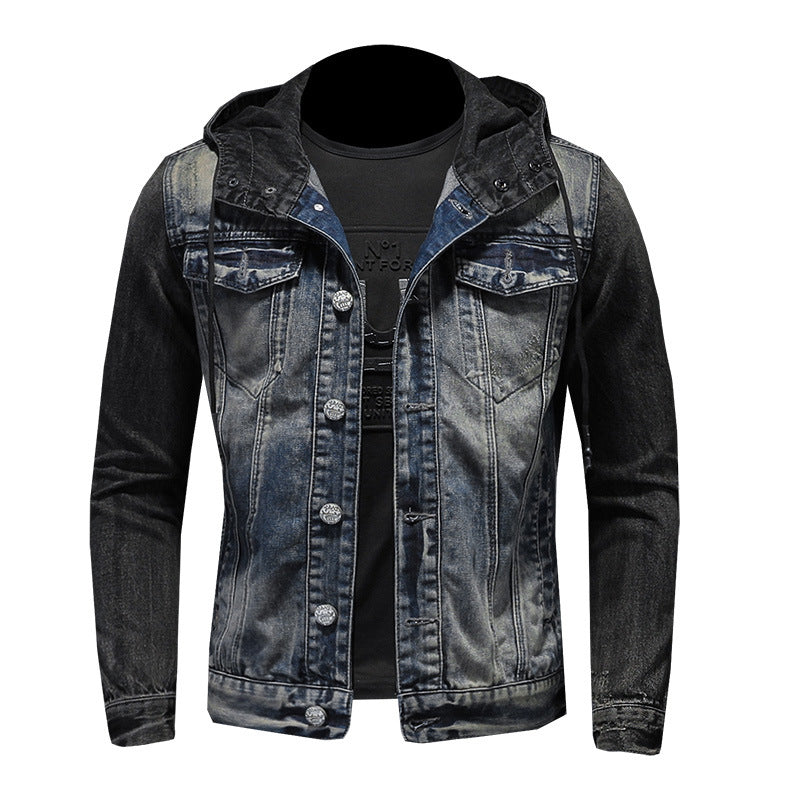 Hooded Denim Jacket for Men - Spring Casual Oversized Fit Coat