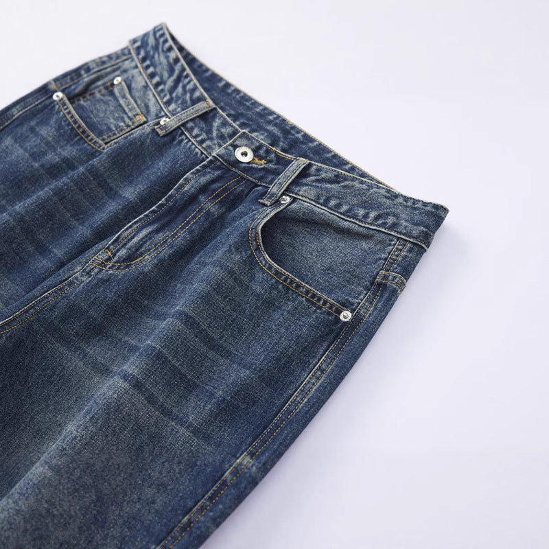 Slim Wide-Leg Straight Jeans for Men and Women - Premium Japanese Denim
