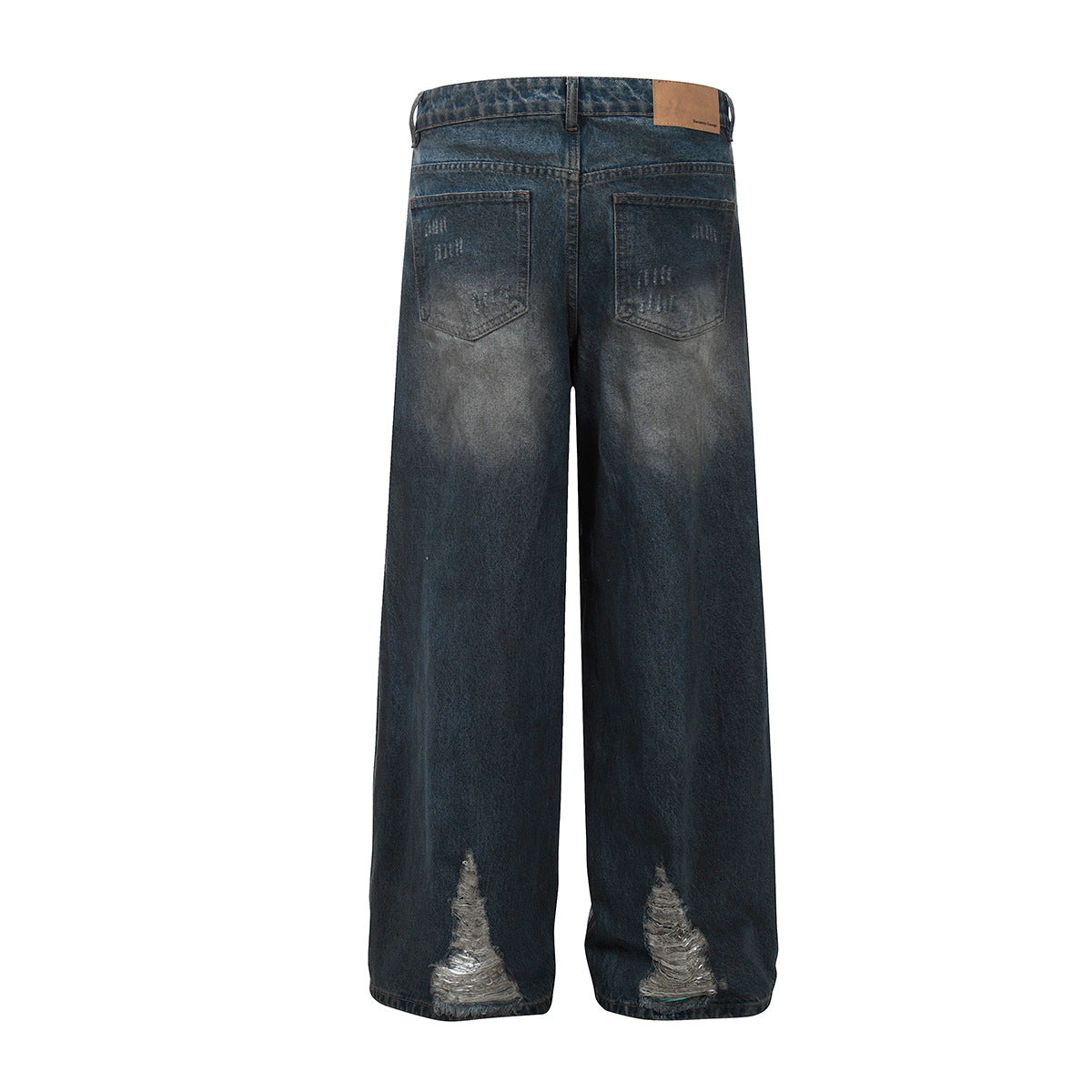 Premium Washed Ripped Denim Wide Leg Pants