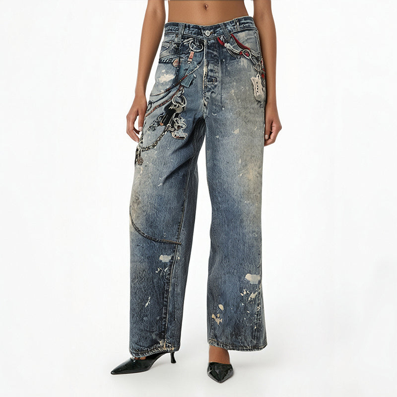 Trendy American Style Men's Loose Straight Leg Jeans - Nostalgic Blue