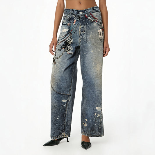 Trendy American Style Men's Loose Straight Leg Jeans - Nostalgic Blue