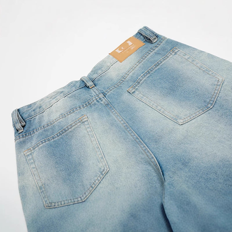 Premium Japanese Loose Straight Leg Cropped Denim Pants