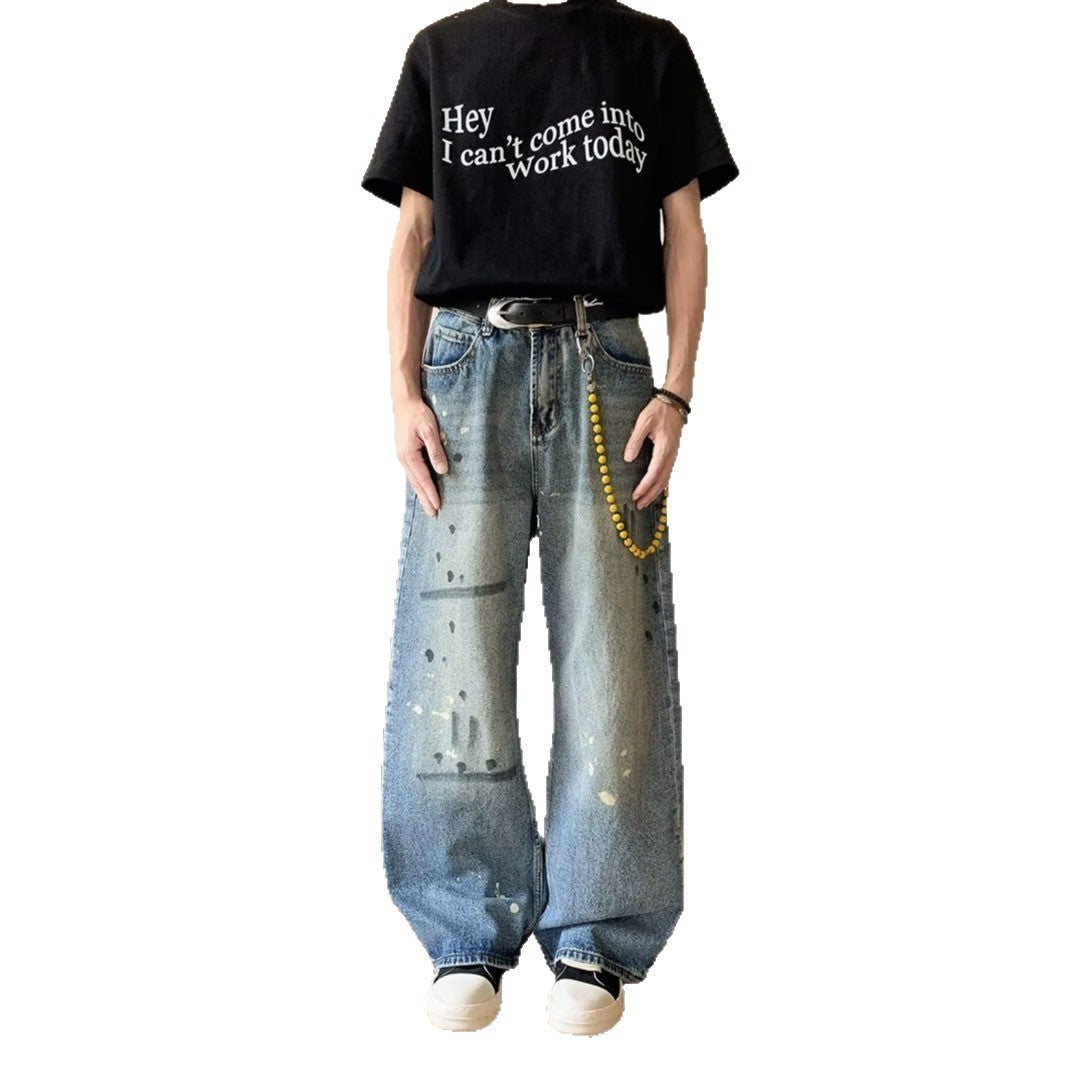 Trendy Retro Loose Straight Tube Wide Leg Pants