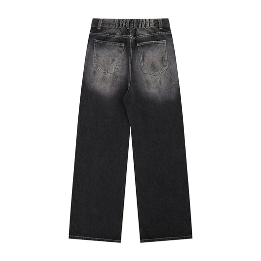 Washed Straight Jeans for Men - Loose Slimming Design Trousers