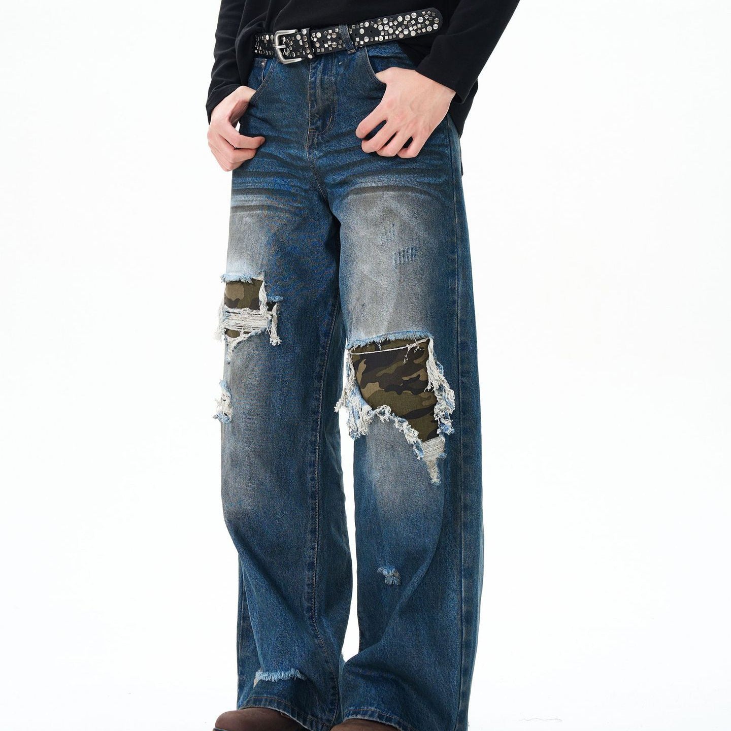 High-End Cool Camouflage Pants with Flared Wide Leg Design