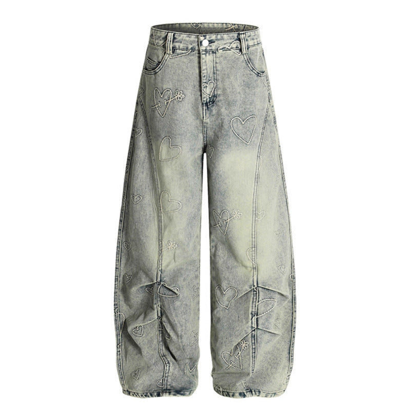 Love Embroidered Jeans - Premium Japanese Denim